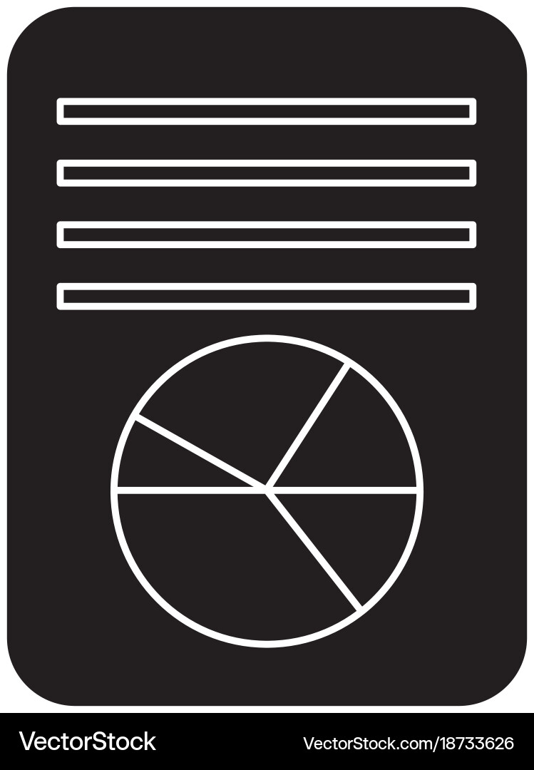 Pie graph chart on sheet icon image vector image