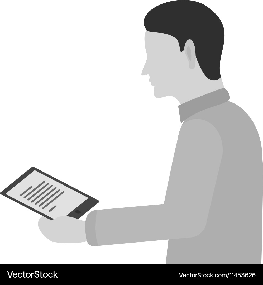 Reading on smart device vector image