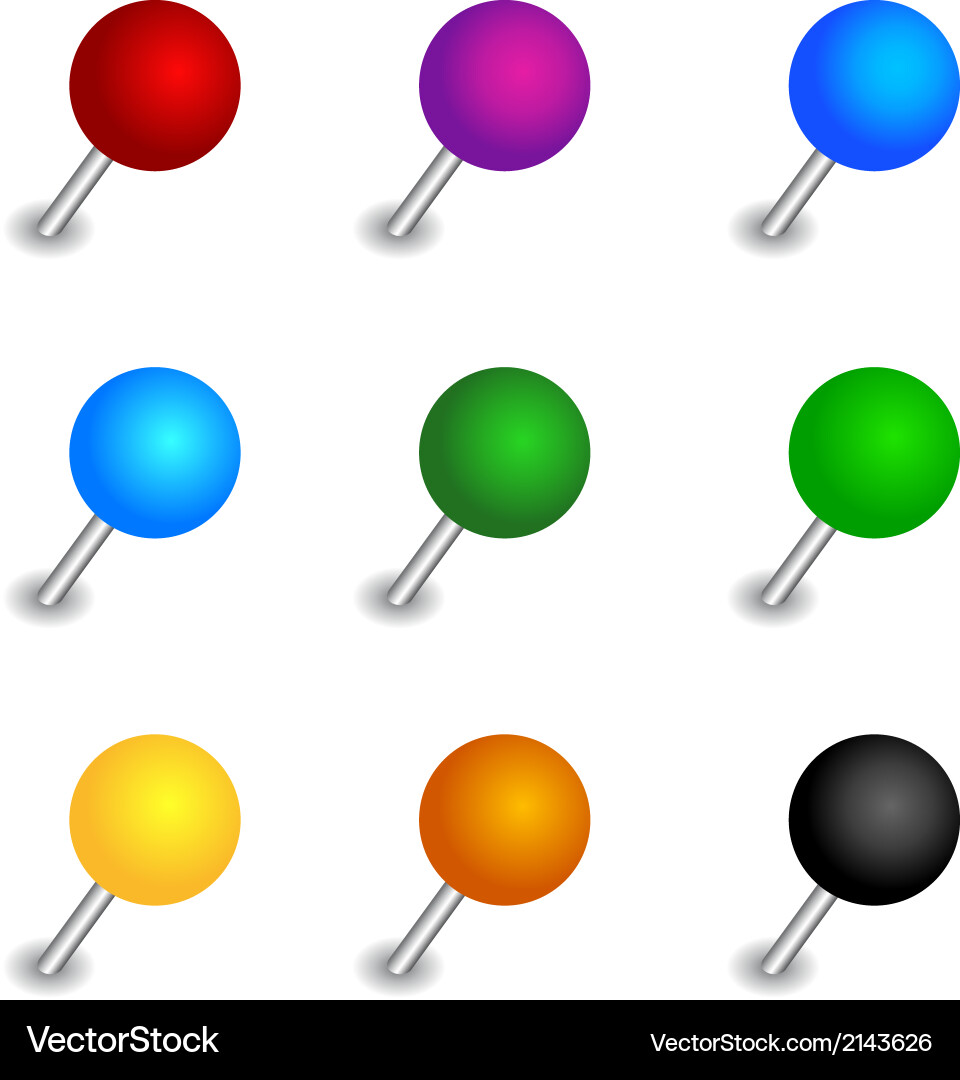 Round Pushpins Set vector image