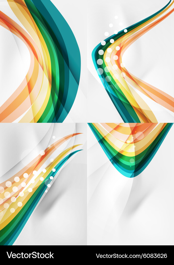 Set abstract backgrounds curve wave lines vector image
