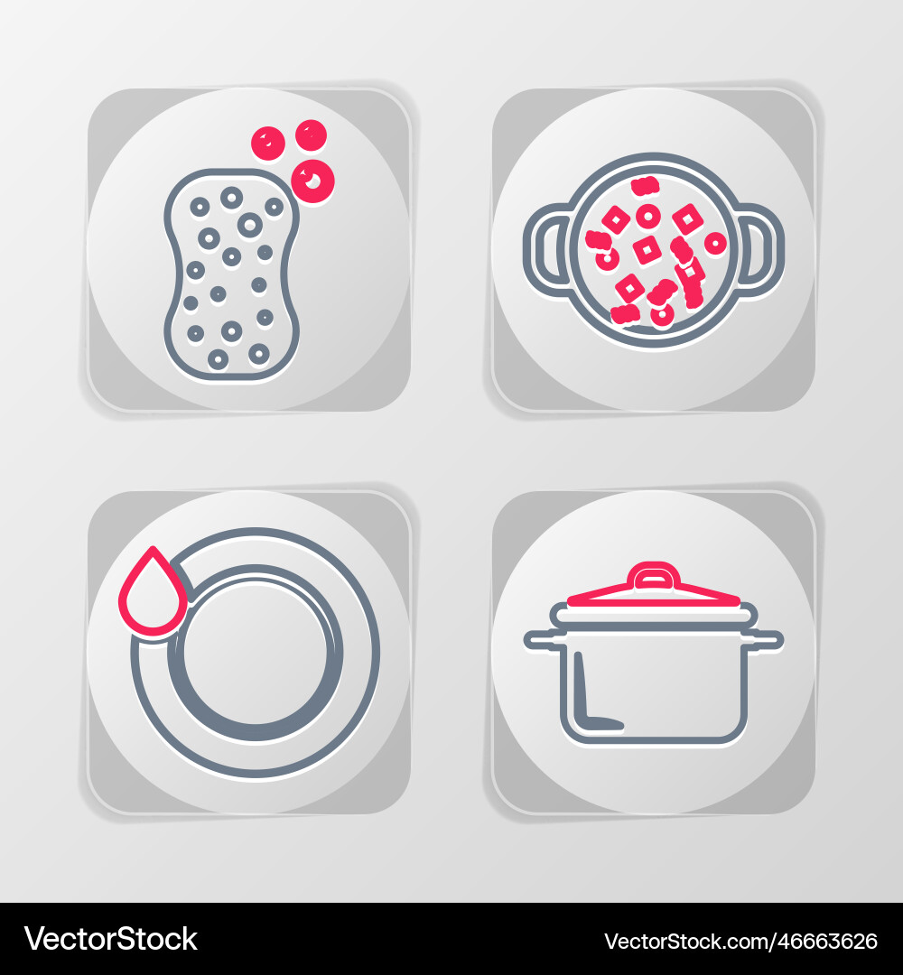 Set line cooking pot washing dishes soup Set line cooking pot washing dishes soup vector image