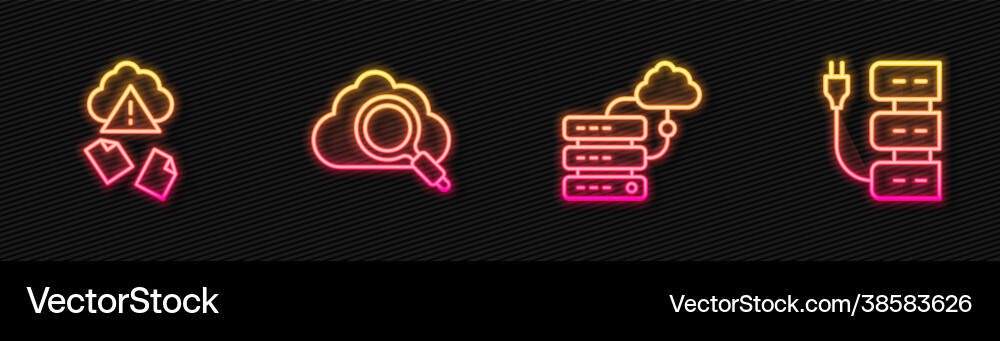 Set line network cloud connection hacking Set line network cloud connection hacking Vector Image