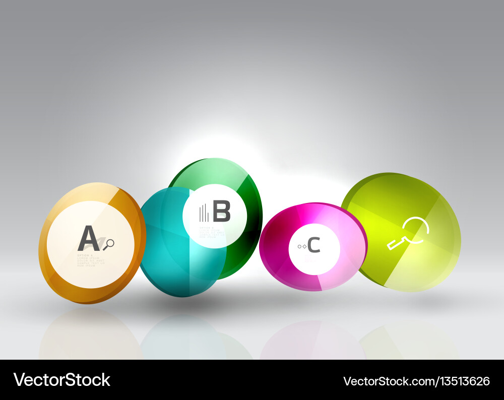 Shiny circles with text in 3d space Shiny circles with text in 3d space vector image