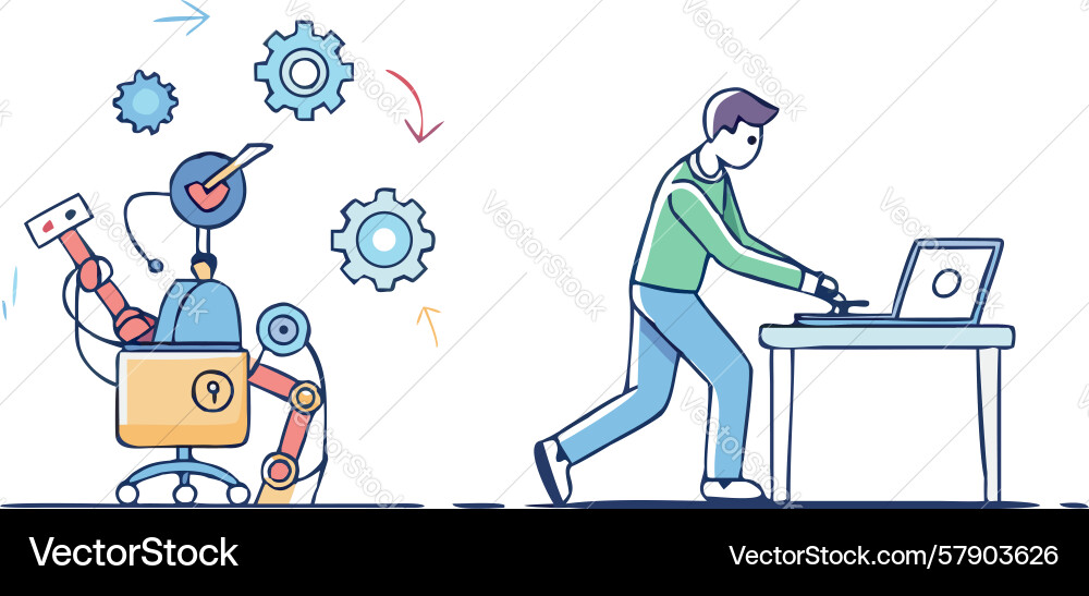 Tech team collaboration and development design Vector Image