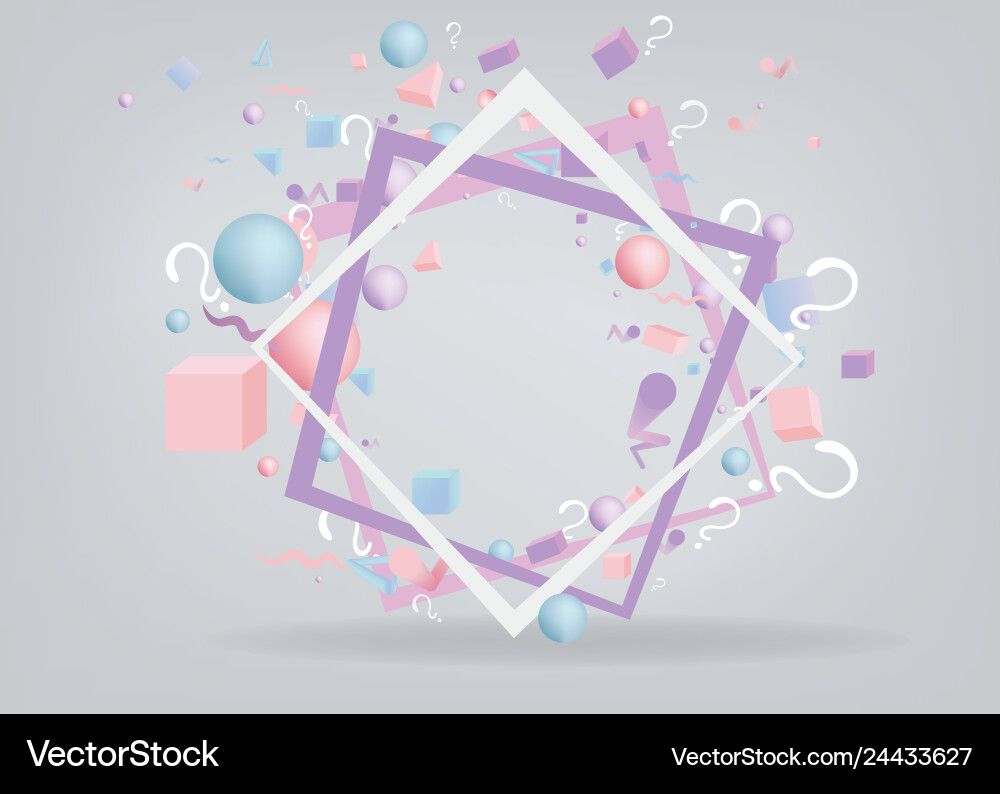 Abstract 3D Shapes with Question Marks Vector Image
