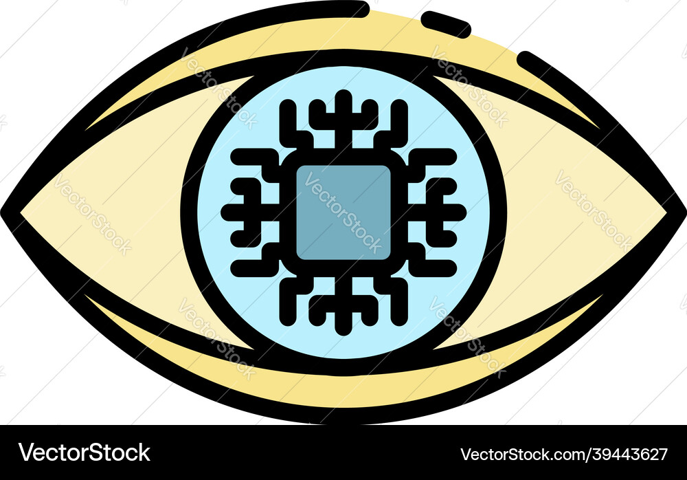 Ai eye processor icon color outline Ai eye processor icon color outline vector image