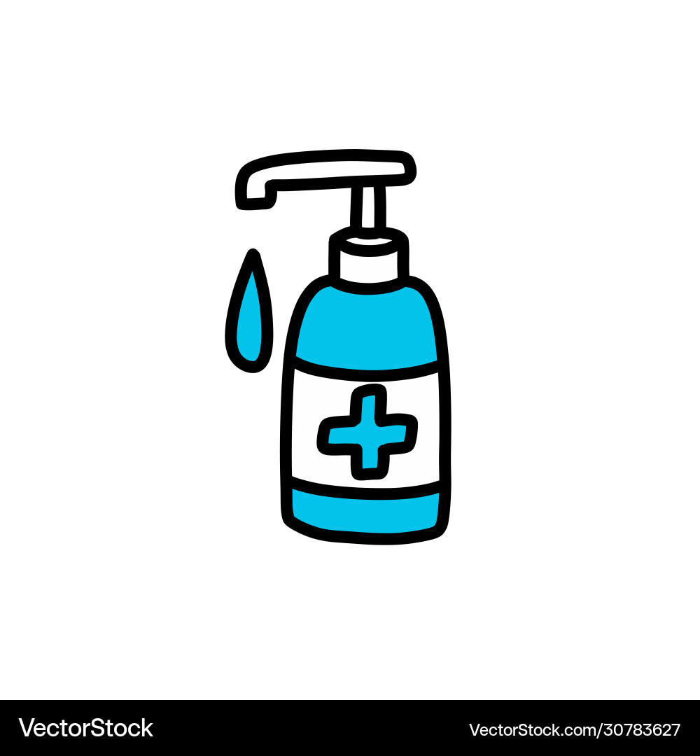 Alkohol Gel Hand Sanitizer Doodle Symbol Alkohol Gel Hand Sanitizer Doodle Symbol vektorbild