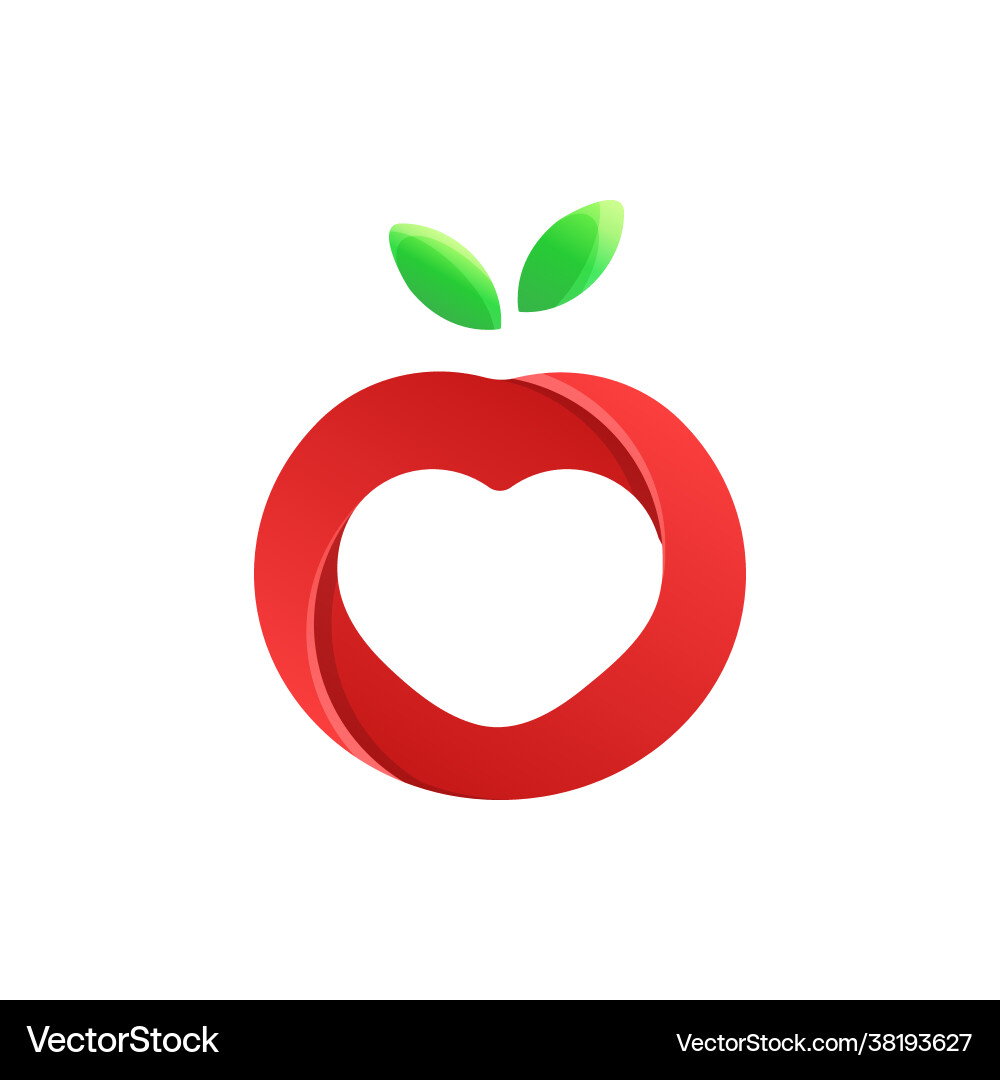 Apple logo letter o with heart shape Apple logo letter o with heart shape vector image