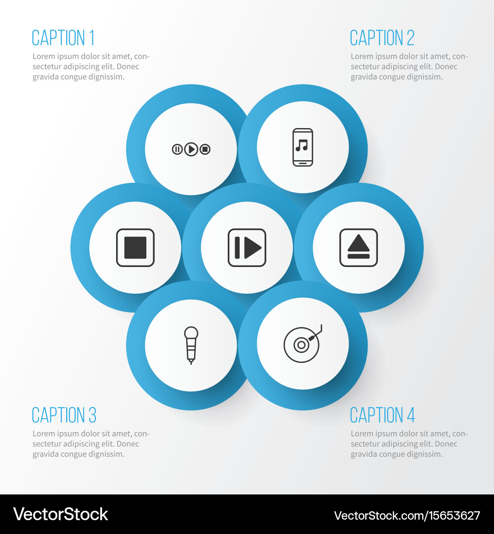Audio icons set collection of extract device vector image