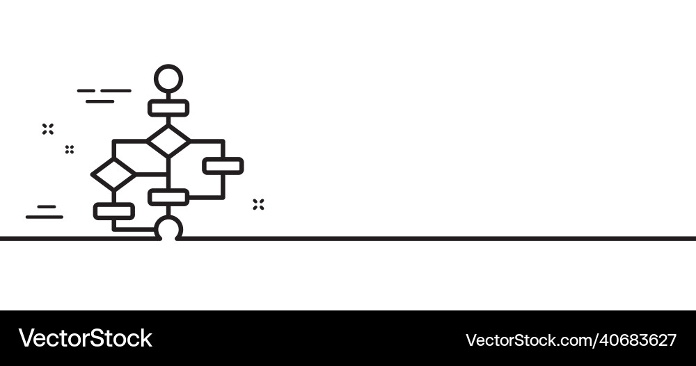 Block diagram line icon path scheme sign minimal vector image