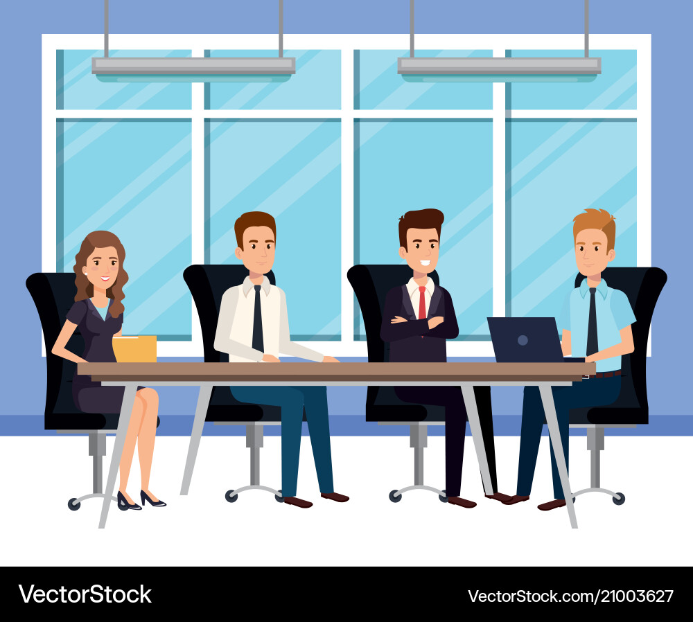 Business people in the boardroom isometric avatars Business people in the boardroom isometric avatars vector image