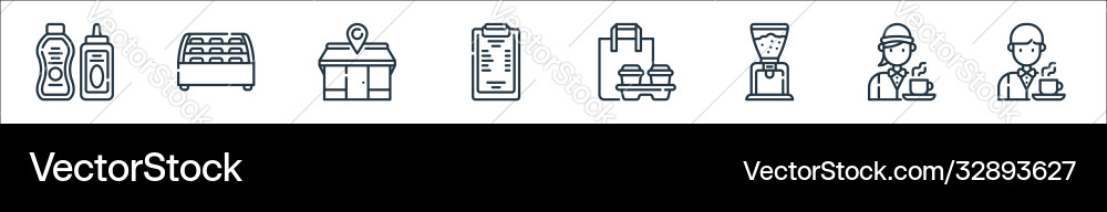 Cafe line icons linear set quality Cafe line icons linear set quality Vector Image