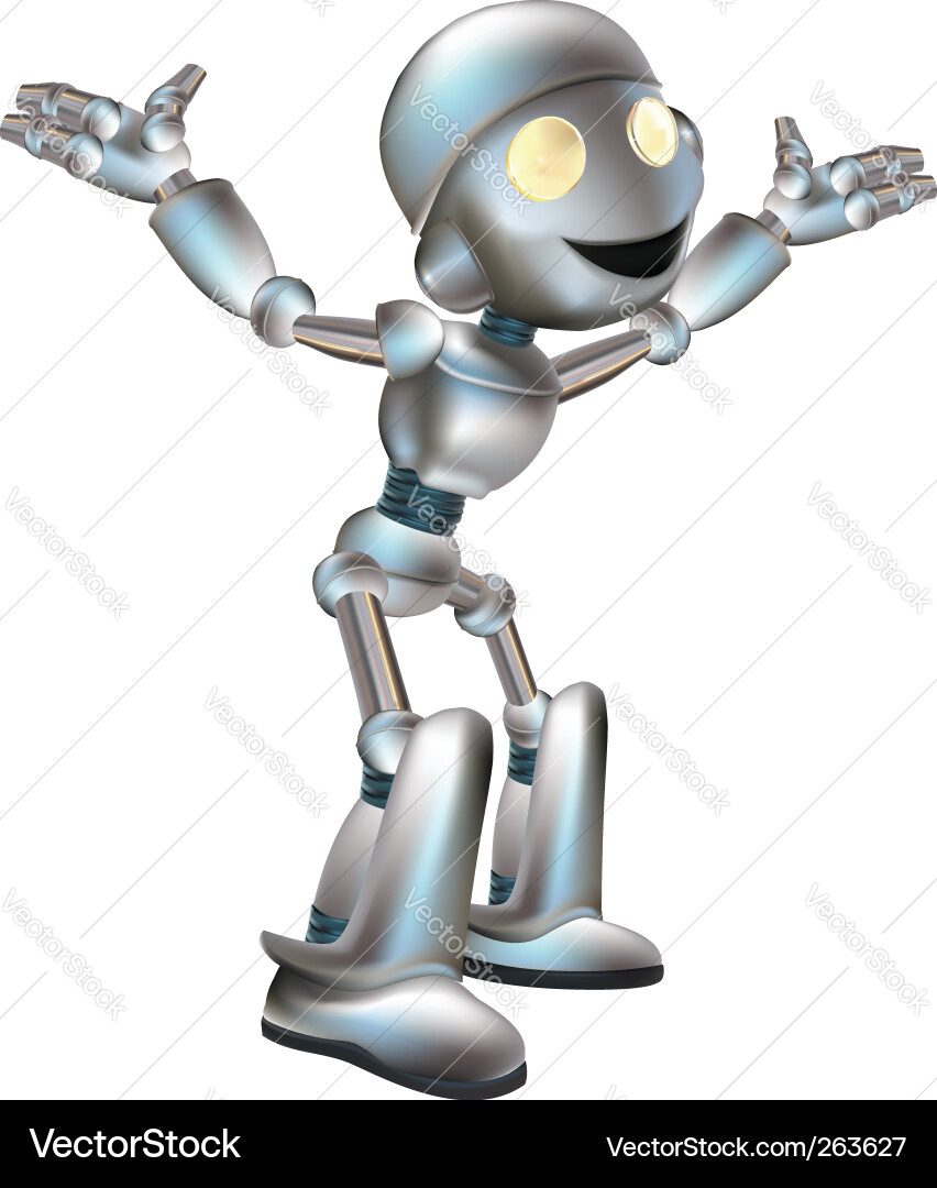 Cheerful Robot Character Vector Image