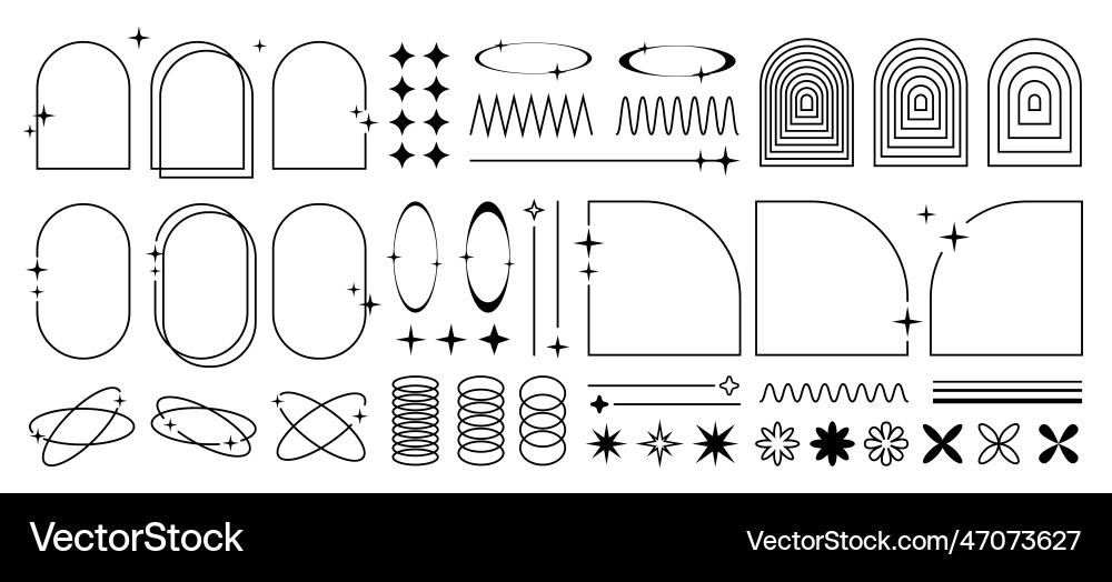 Collection of y2k graphic elements frames Collection of y2k graphic elements frames vector image