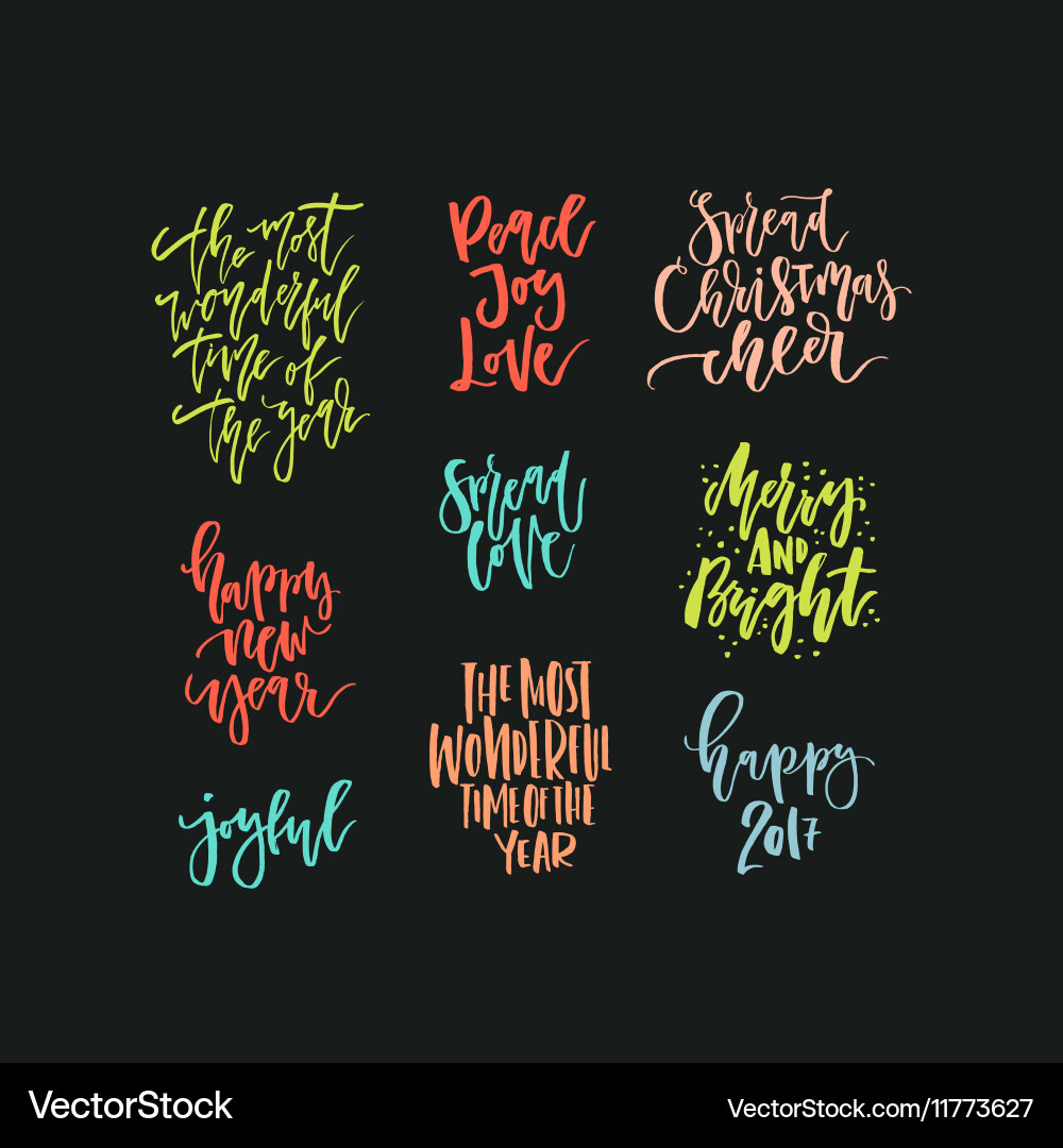 Hand Lettered Festive Phrases Vector Image