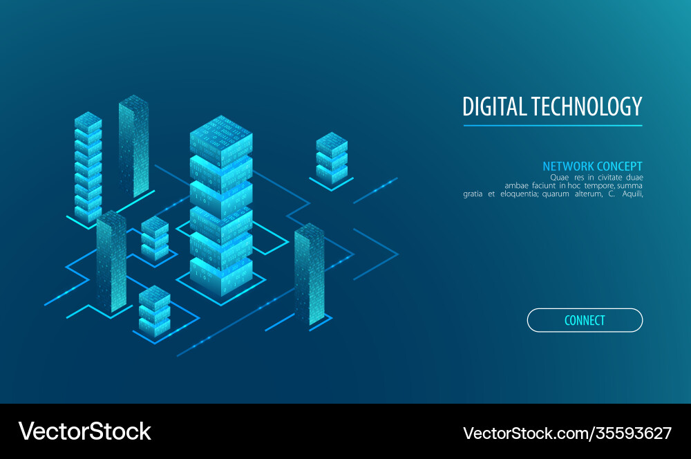 Isometric big data flow processing concept cloud Isometric big data flow processing concept cloud vector image