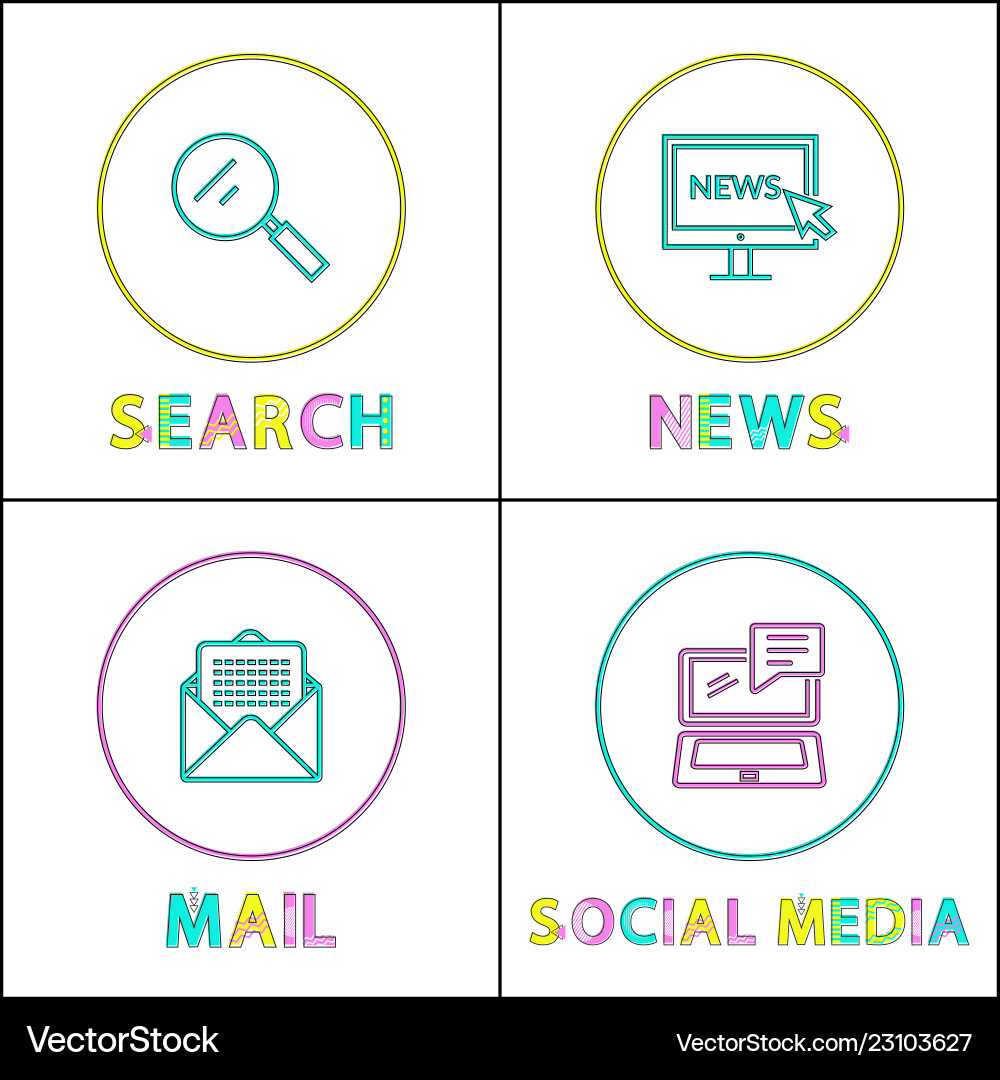 Mail and search posters set Mail and search posters set vector image