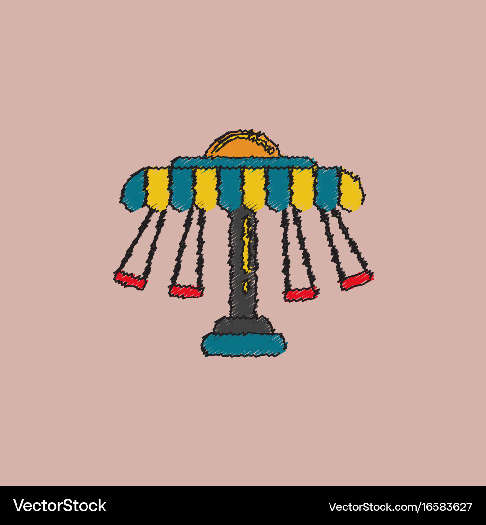 Merry-go-round icon in hatching style vector image