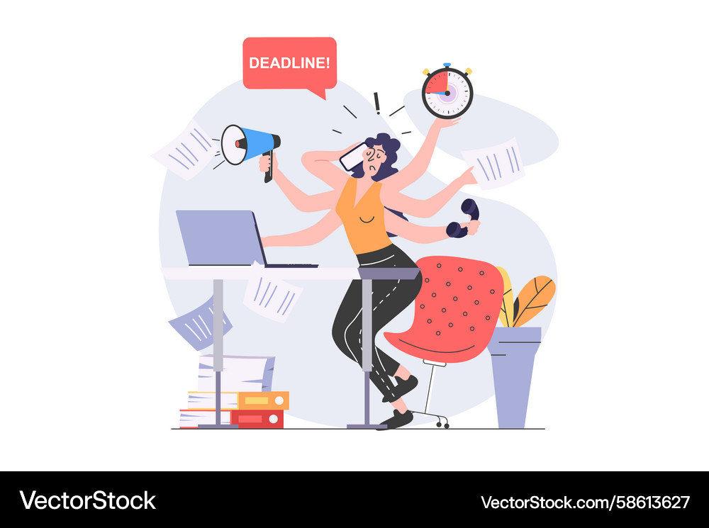 Modern Flat: Multitasking Workflow Vector Image