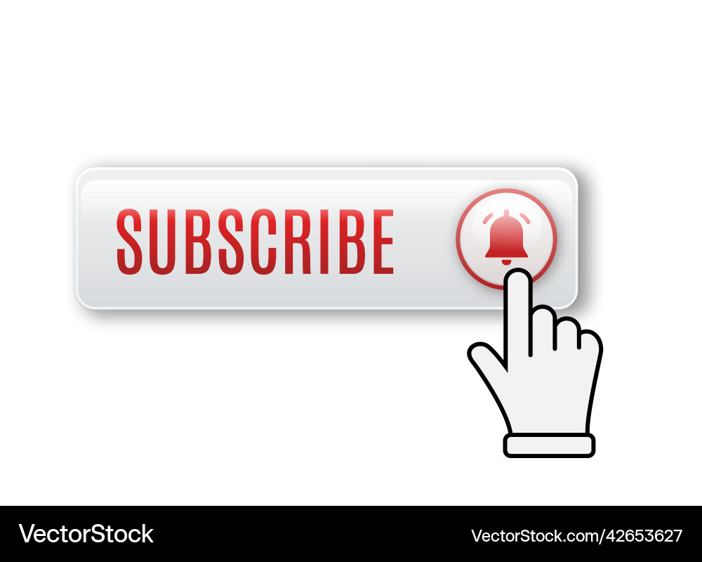 Realistic glossy subscribe button and cursor Realistic glossy subscribe button and cursor vector image
