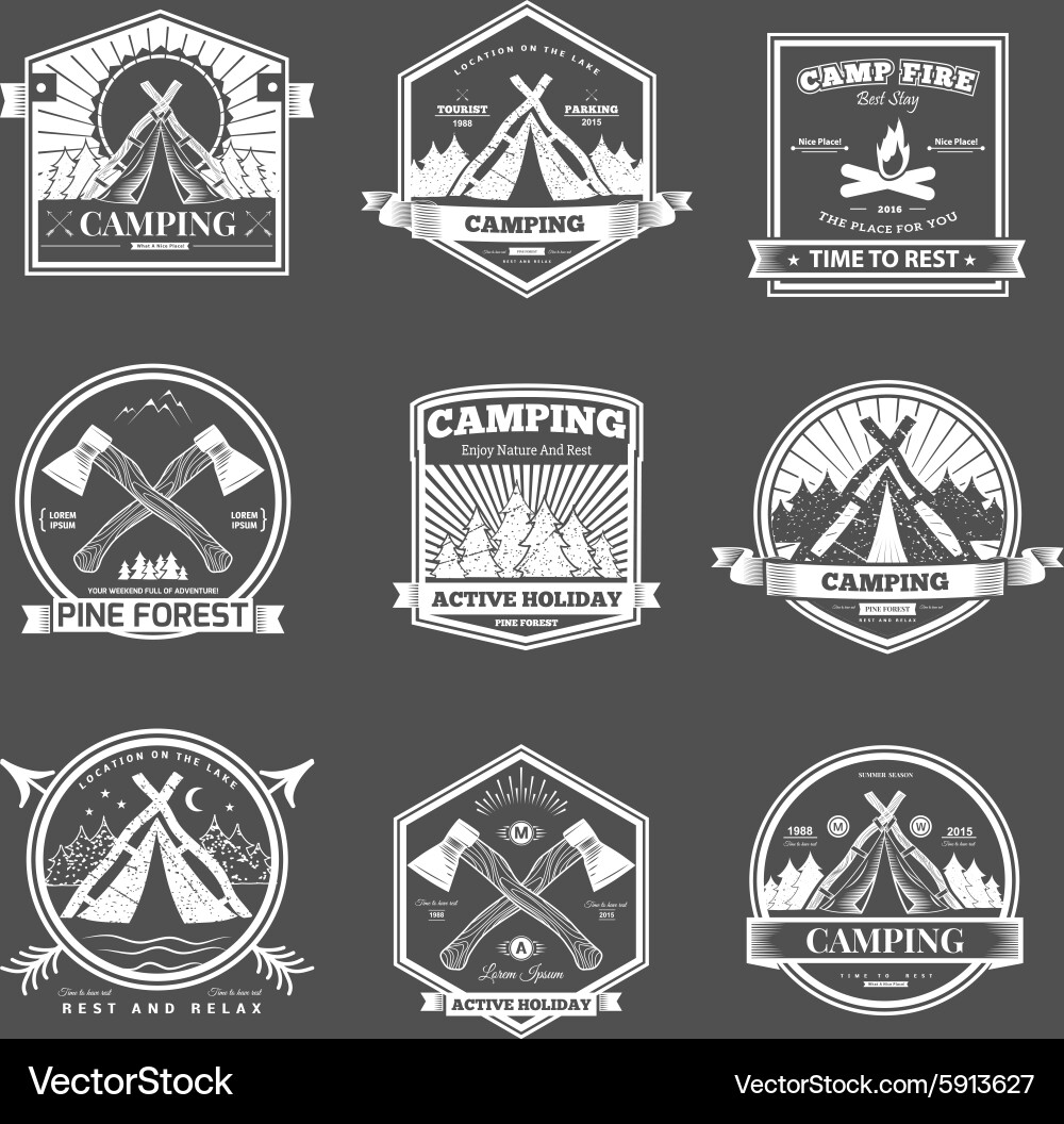 Retro Camping Logo Set Vector Image