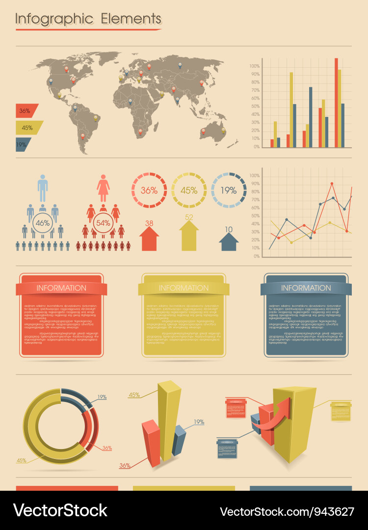 Retro Style Infographic Elements Vector Image