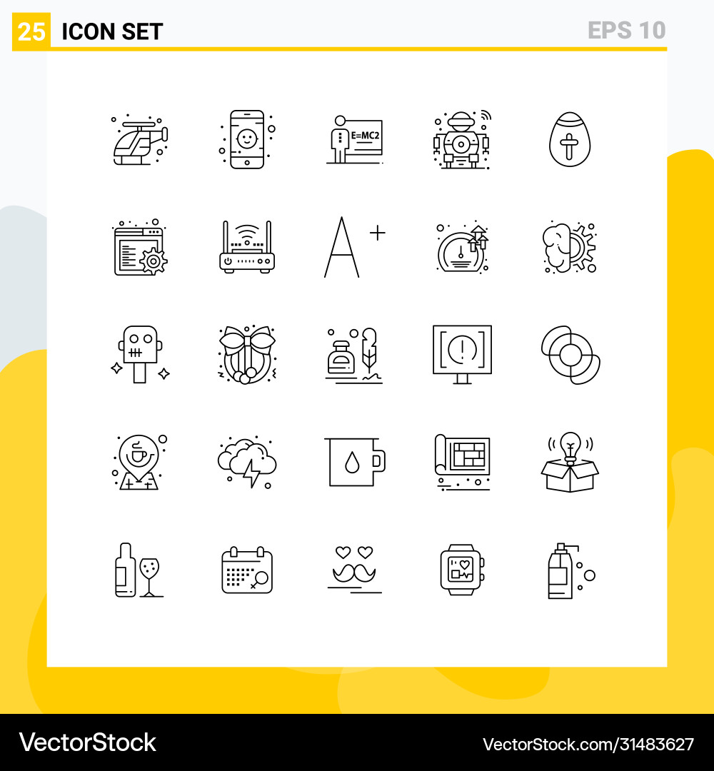 Set 25 lines on grid for egg tech class smart Vector Image