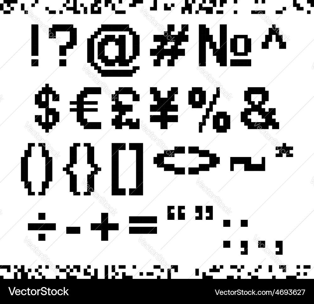 Set of some pixel font symbols vector image