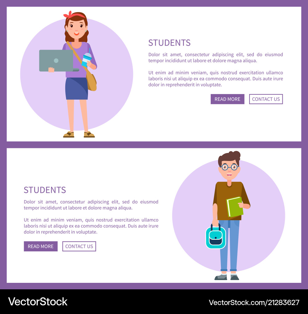 Students web pages design with push buttons online vector image