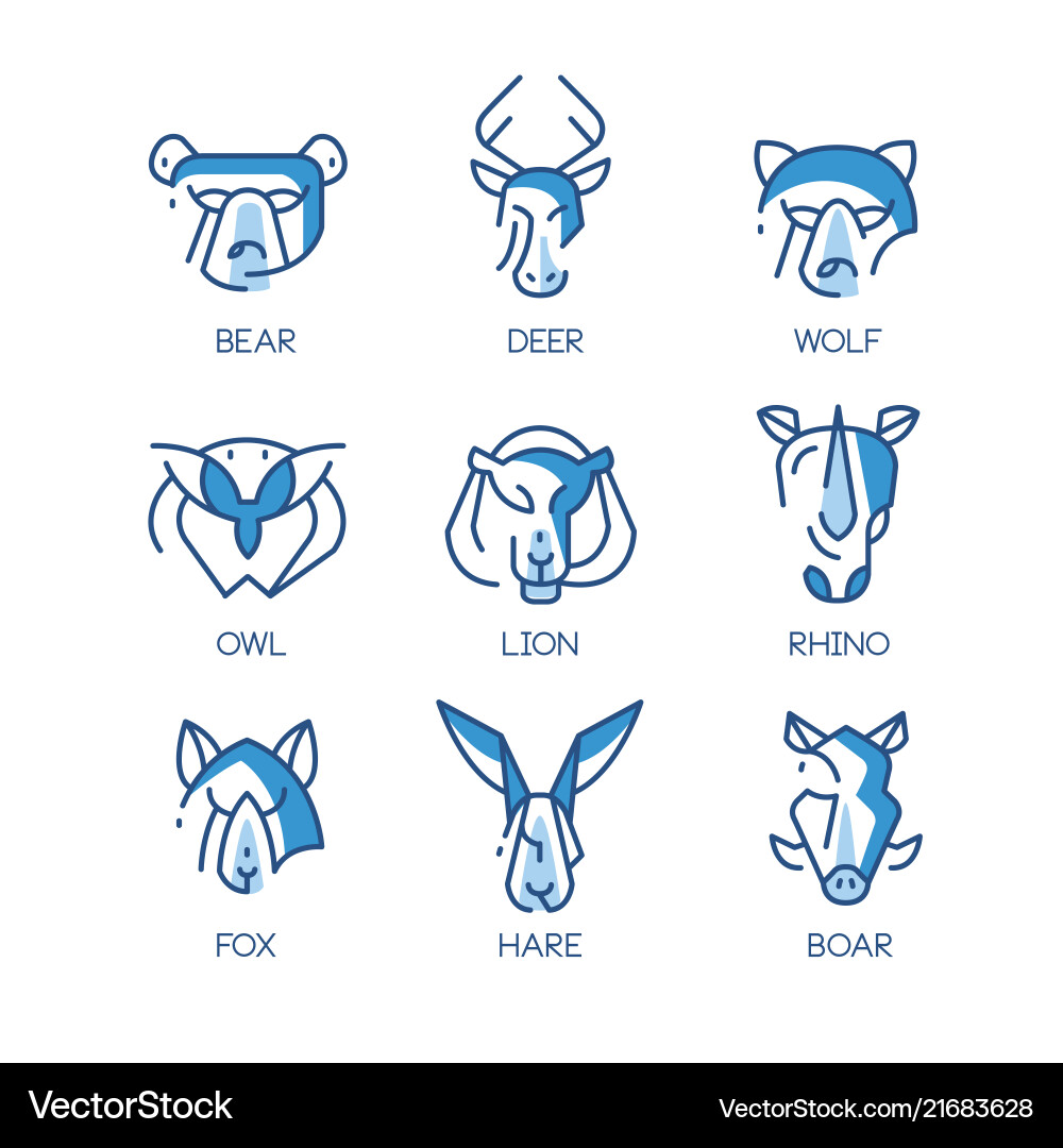 Animal logo design set emblems with head of bear Animal logo design set emblems with head of bear vector image