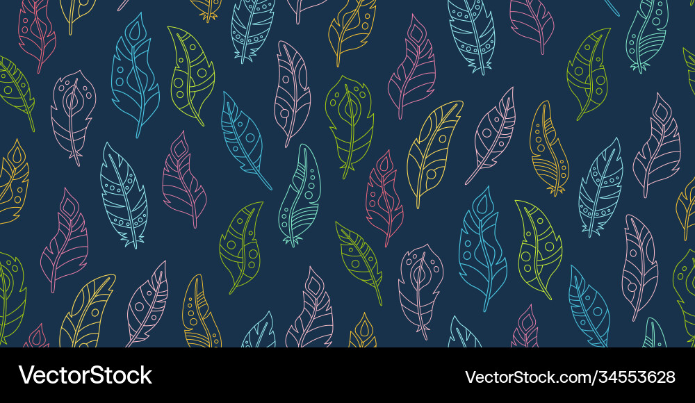 Boho Feather Pattern Vector Image
