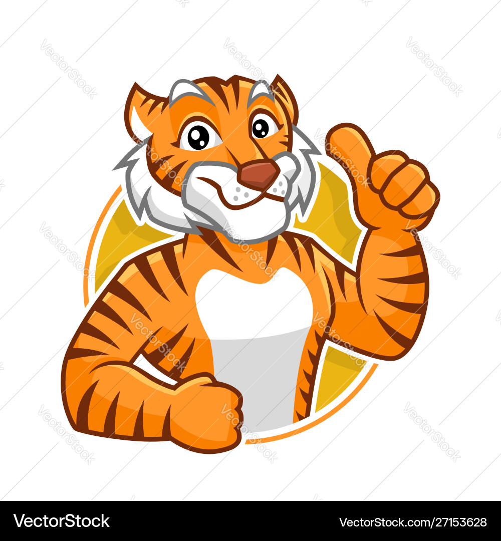 Cute Cartoon Tiger Mascot Vector Image