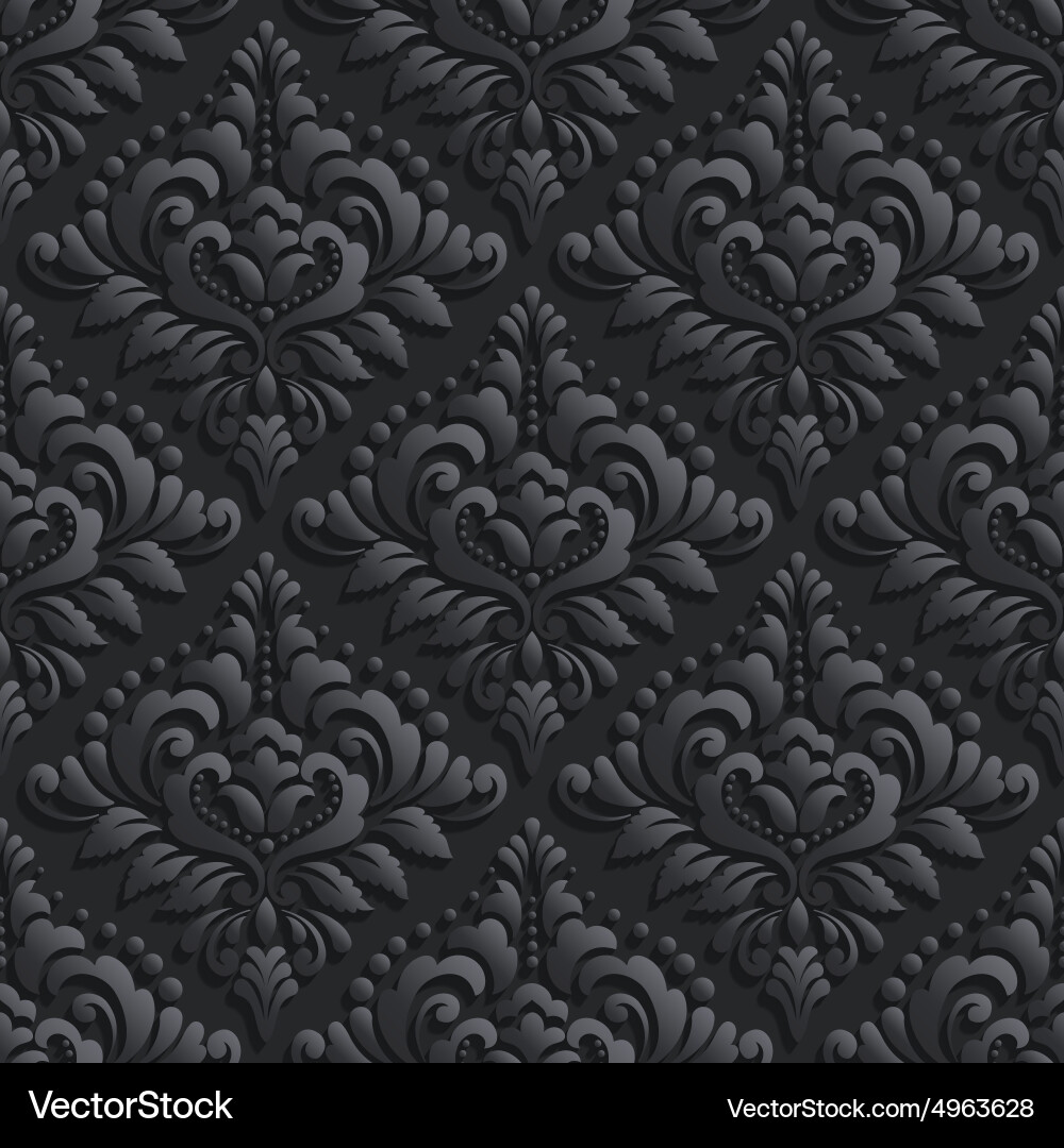 Dark Damask Pattern Background vector image