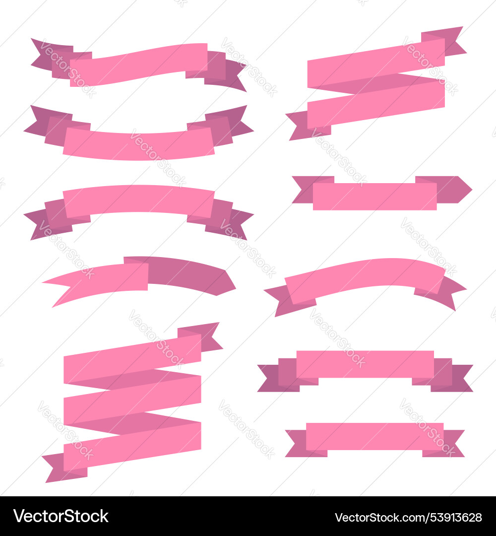 Frame set of various simple ribbons isolated Vector Image