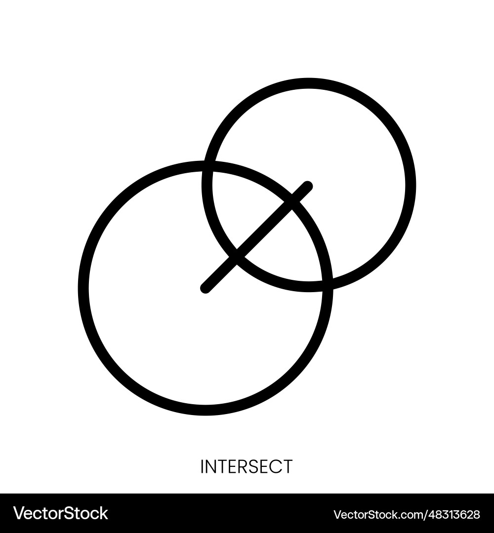 Intersect icon line art style design isolated Intersect icon line art style design isolated vector image