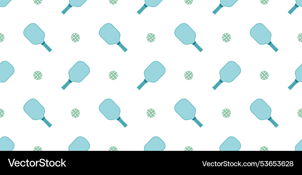 Pickleball Pattern - Balls & Racket Vector Image