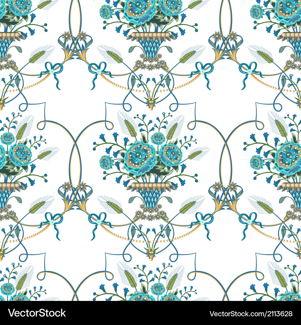 Retro seamless pattern with flowers Royalty Free Vector