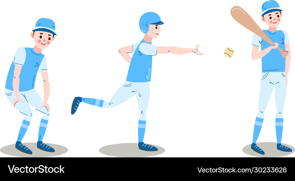 Set baseball player character in different Vector Image