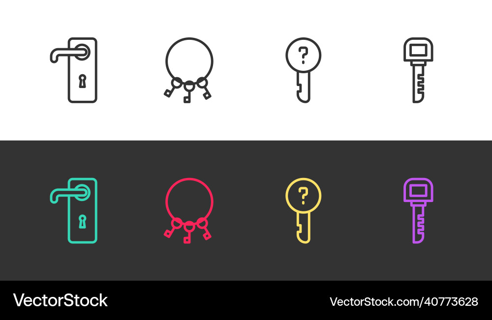 Set line door handle bunch of keys undefined Set line door handle bunch of keys undefined vector image