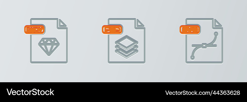 Set line svg file document ruby and psd icon Set line svg file document ruby and psd icon vector image