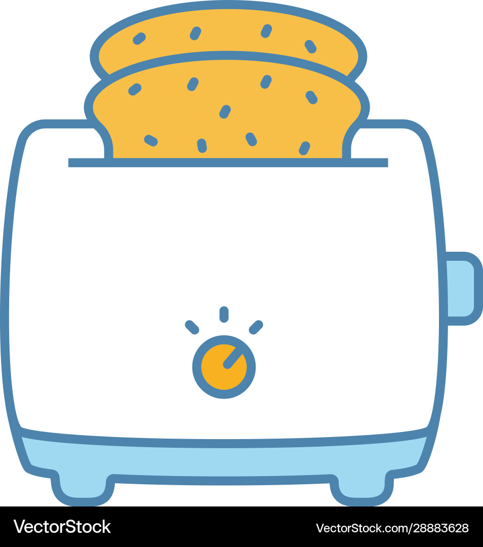 Slice toaster with toast color icon Slice toaster with toast color icon Vector Image