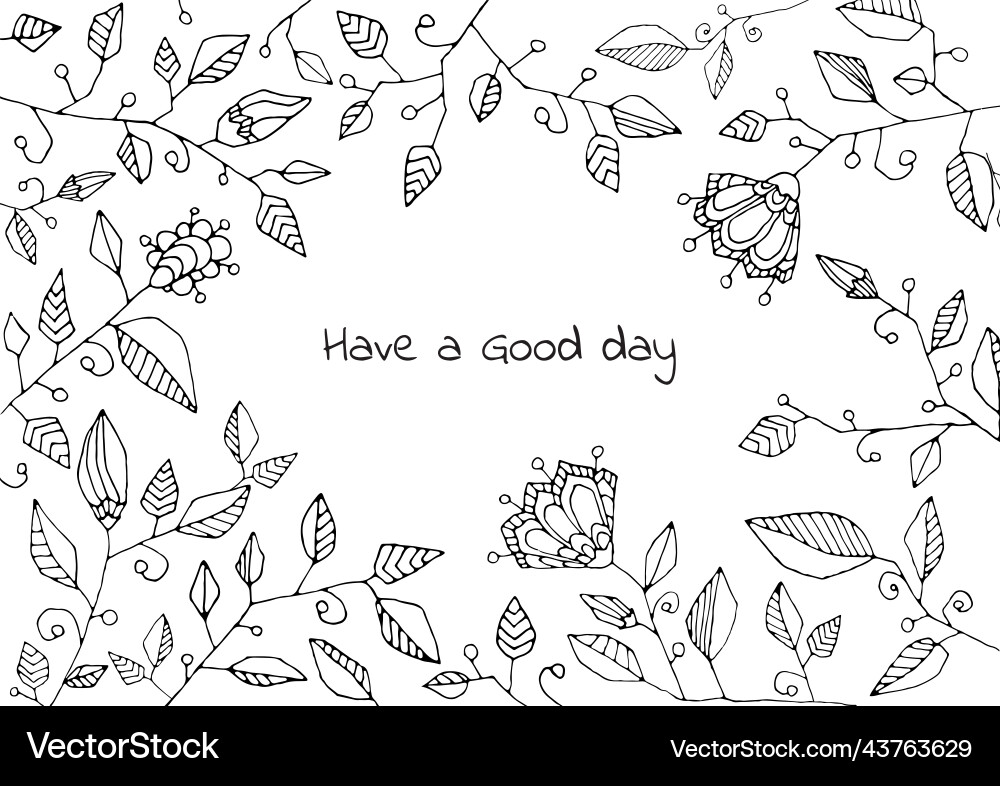 A horizontal frame of flowers patterns for text Vector Image