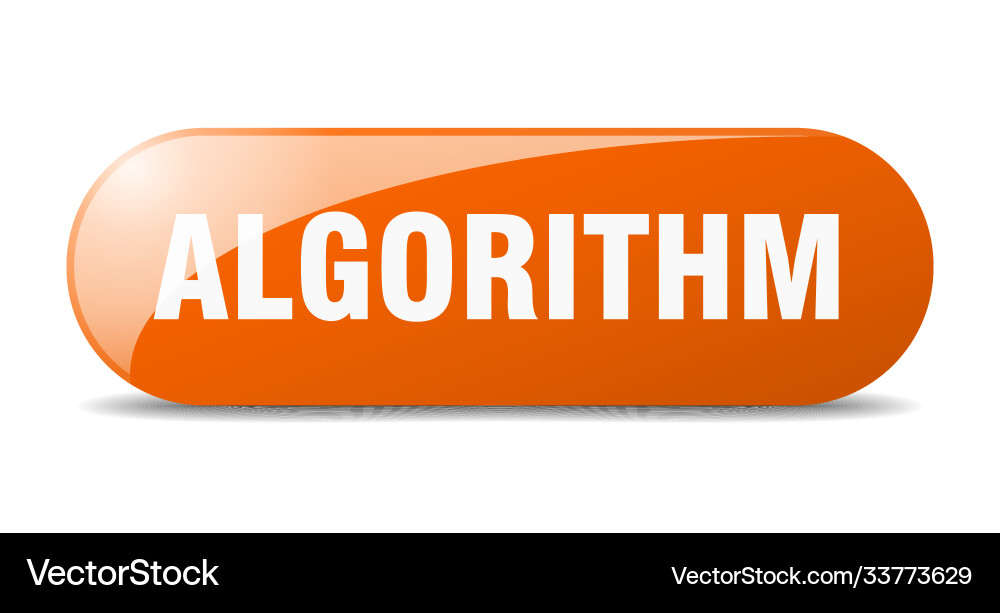 Algorithm button sticker banner rounded glass sign vector image