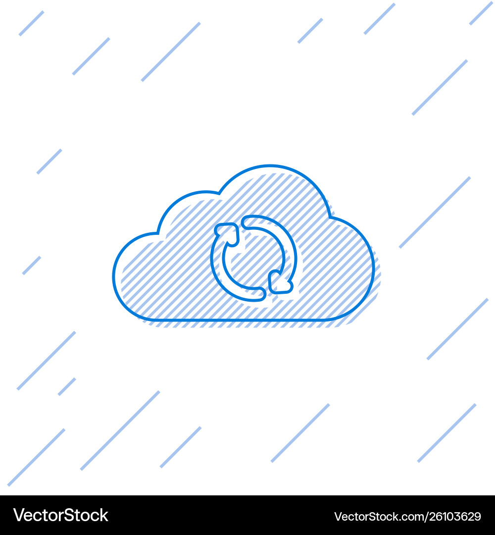 Blue cloud sync refresh line icon isolated Vector Image