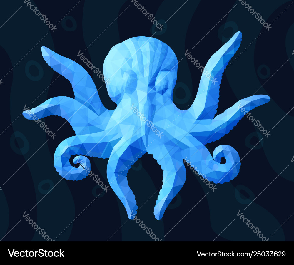 Blue low poly mit octopus silhouette Blue low poly mit octopus silhouette vektorbild