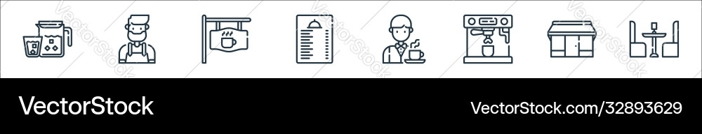 Cafe line icons linear set quality Cafe line icons linear set quality vector image