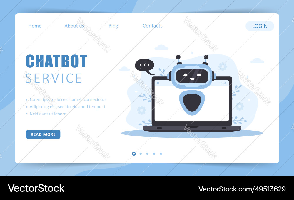 Chatbot service landing page template ai Vector Image