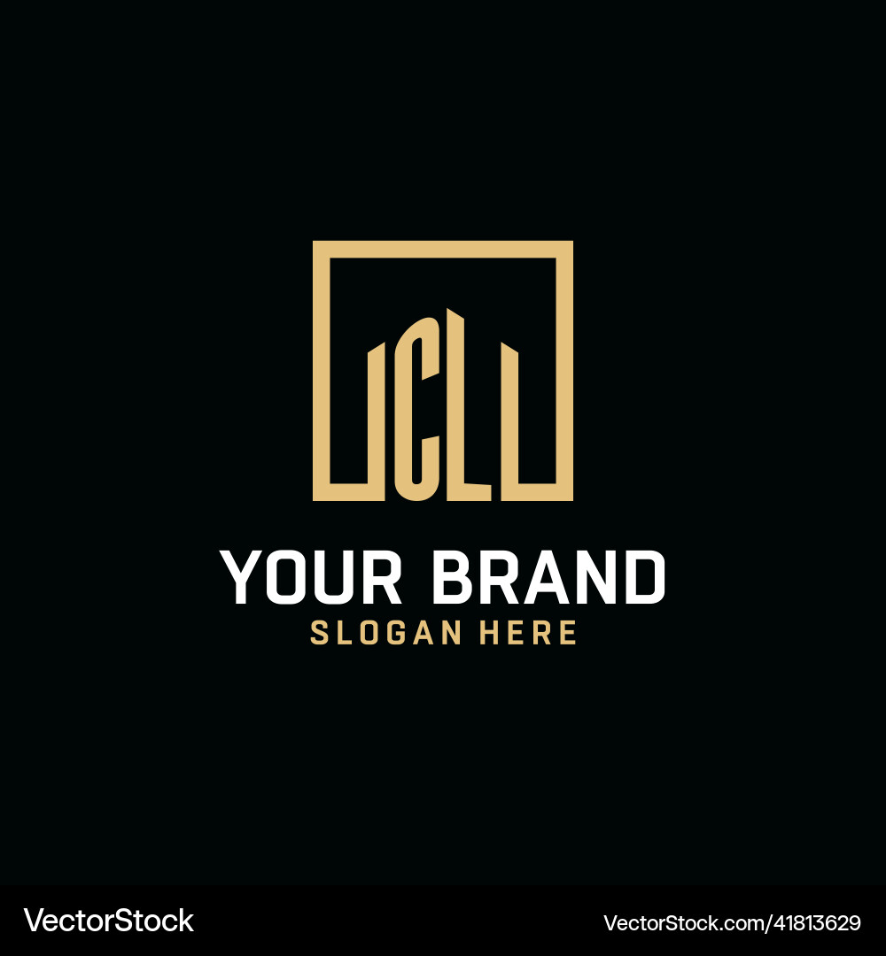 Cl initial monogram logo design with square shape Vector Image