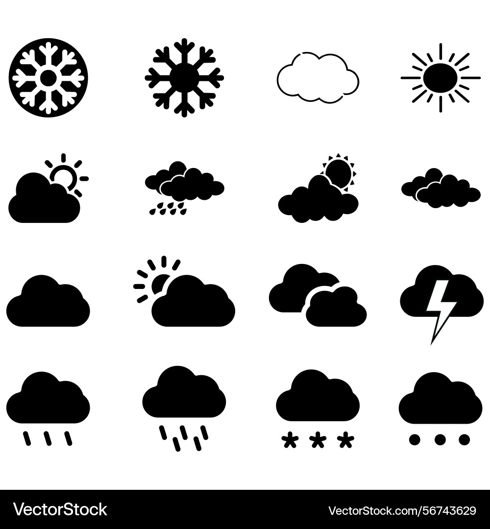 Clouds icons set of in different form Vector Image