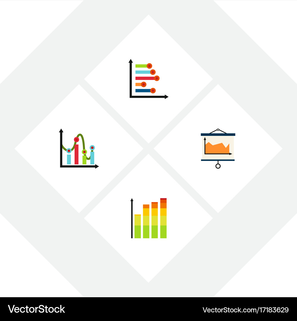 Flat icon diagram set of chart statistic vector image